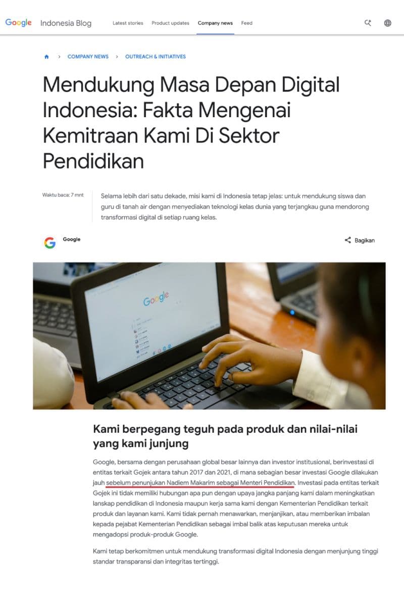 Google, Nadiem, dan Indonesia: Klarifikasi yang Justru Bikin ga asik